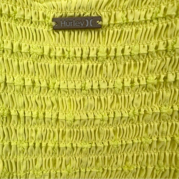 Hurley Yellow Window Pane Crop Top Beach Summer Boho Size Large - Picture 6 of 12
